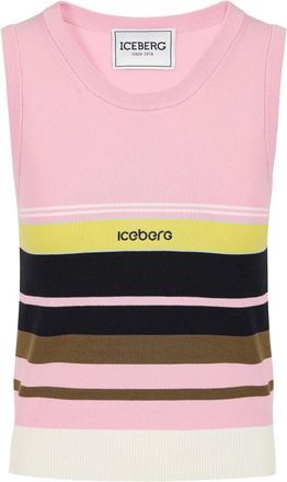 Iceberg Bedrukte Stretch Katoenen Top - Dames - Tops zonder mouwen - Veelkleurig - S - Katoen - Tops