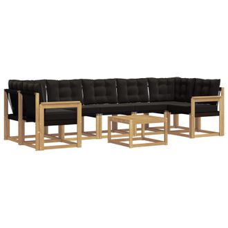 vidaXL Conjunto De Sof&aacute;s De Exterior Con Coj&iacute;n 8 Pcs Blanco Y Negro Vidaxl
