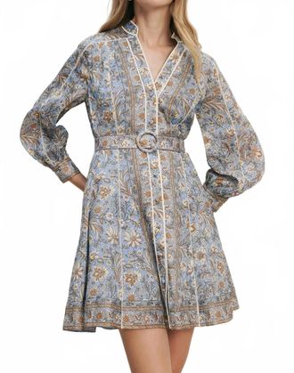 Veronica Beard V-Neck Kumar Dress In Blue Jay Multi