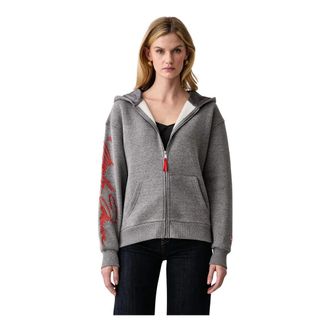 Guess Marilyn Zipped Sweatshirt - Dames - Sweatshirts & Hoodies - Grijs - Maat: XS Katoen