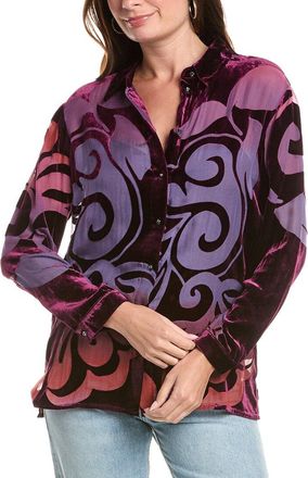 Johnny Was Bess Button-Down Silk-Blend Shirt