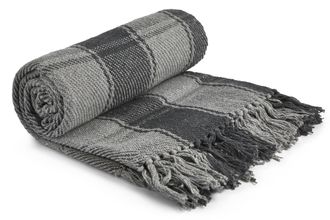 TJ Hughes Frisco - Recycled Cotton Throw In Charcoal (50 Inch X 60 Inch) - TJ Hughes