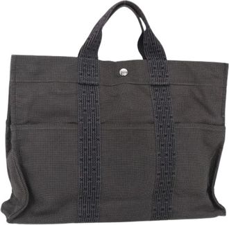 Herm&egrave;s Pre-owned Tote Bags, female, Gray, Size: ONE SIZE Pre-owned Vintage Canvas Hand Bag