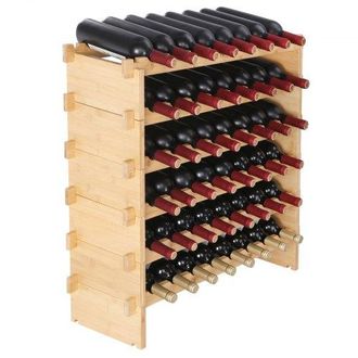 OEM Weinregal Weinst&auml;nder F&uuml;r 48 Flaschen, Bambus&szlig;flaschenregal Mit 6 F&auml;chern, Stapelbar Vintage Weinst&auml;nder Metall F&uuml;r Keller, Bar, Lagerraum Usw. Flasch