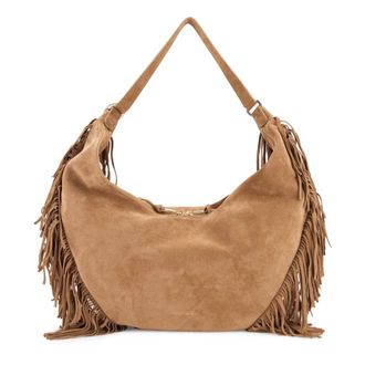 Orciani Shoulder Bags, female, Brown, Size: ONE SIZE Isola Peach Fringe Large Shoulder Bag