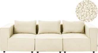 Beliani Sof&aacute; Modular Moderno De Boucl&eacute; De 3 Plazas Con Dos Piezas Esquineras Modulares Blanco Crema Axebo