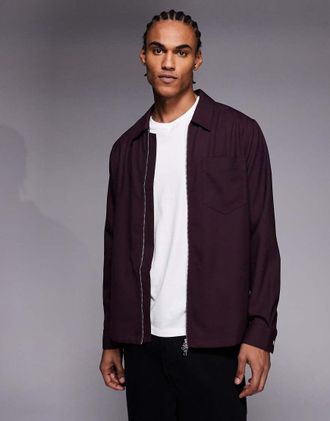 HUGO BOSS HUGO Red - Enasoz - Camicia giacca bordeaux con zip-Rosso