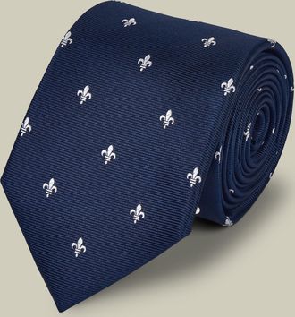 CHARLES TYRWHITT Silk Fleur De Lys Tie - French Blue Size OSFA by Charles Tyrwhitt