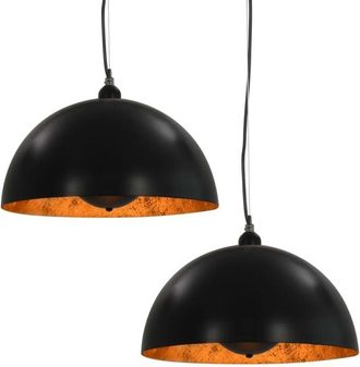 vidaXL Vidaxl - Ceiling Lamps 2 pcs Black and Gold Semi-spherical 40 cm E27