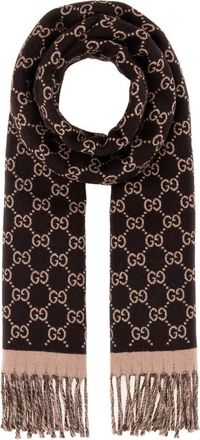 Gucci Dark Brown New Moon Logo Scarf