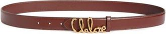 Chlo&eacute; Iconic Leather Belt in Crafty Brown at Nordstrom, Size Medium