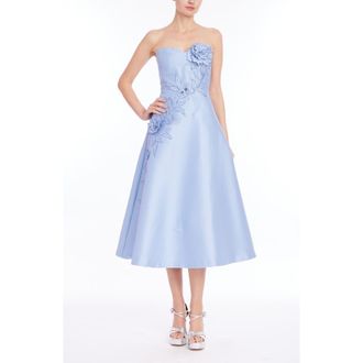 Badgley Mischka Floral Appliqu&eacute; Fit & Flare Party Dress in Periwinkle at Nordstrom, Size 14