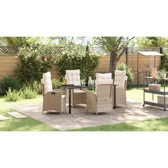vidaXL Vidaxl - Conjunto De Comedor De Jard&iacute;n 5 Pcs Beige Rat&aacute;n Sint&eacute;tico
