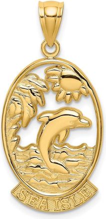 Diamond2Deal 14k Yellow Gold SEA ISLE Dolphin Sunset Scene Charm