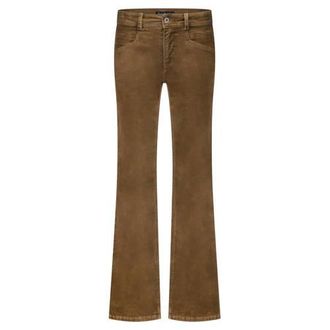 Red Button corduroy flared high waist flared broek bruin