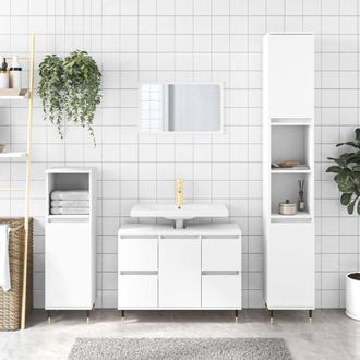 Berkfield Home Bathroom Cabinet White 80x33x60 cm Engineered Wood | Size: 80 x 33 x 60 cm