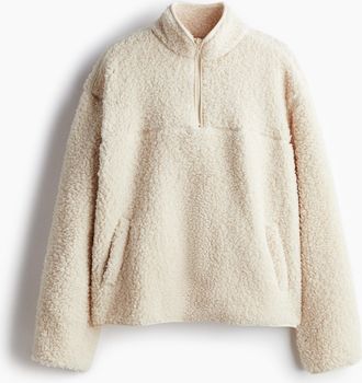 H&M Sweatshirt aus Teddyfleece mit Zipper - Beige