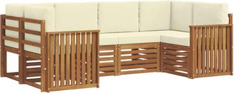 vidaXL Conjunto De Sof&aacute;s De Exterior 6 Uds. Natural Y Crema Vidaxl
