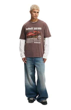 Cotton On Mens Loose Fit License T-Shirt in Lcn She Washed Chocolate at Nordstrom, Size Medium