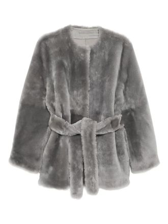 Toteme plush shearling jacket - women - Lamb Shearling - 34 - Grey