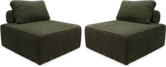 Sweeek Sof&aacute; modular de pana, 2 plazas, verde oscuro