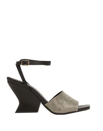 8 by YOOX GEOMETRIC HEEL LEATHER SANDALS