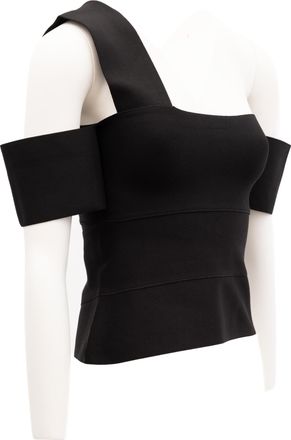 Alexander McQueen Off-Shoulder Ruched Viscose Blouse - Black