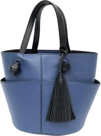Tod's Blue Leather Tote Bag (Pre-Owned)
