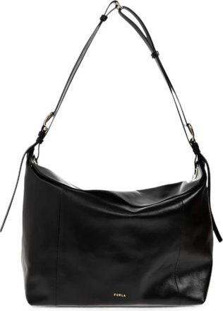 Furla Ginevra L Hobo Bag - Dames - Schoudertassen - Zwart - ONE Size - Leer - Tassen