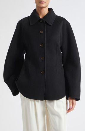 R&oacute;he Double Faced Wool & Cashmere Sculptural Jacket in Black at Nordstrom, Size 40