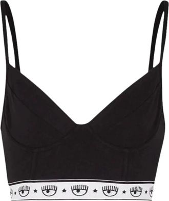 Chiara Ferragni Rode Bralette met Maxi Logomania Band - Dames - BHs - Zwart - L - Katoen - Ondergoed