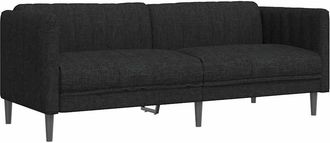 vidaXL Sof&aacute; De 3 Plazas Tela Negro Vidaxl