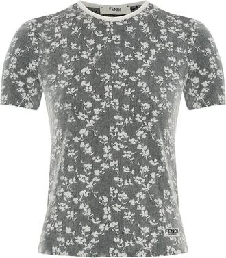 Fendi T-shirt met kant - Grijs