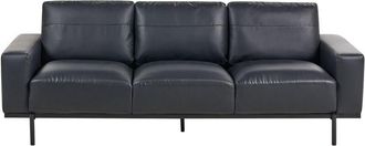 Beliani Beliani - Modern Living Room 3 Seater Sofa Couch Settee Upholstered Faux Leather Finished Back Metal Legs Black Sovik