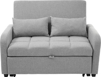 STILVORA Sof&aacute; Convertible 2 Plazas En Algod&oacute;n Lino Con Respaldo Ajustable 3 Posiciones Y 2 Cojines, Gris Antiguo