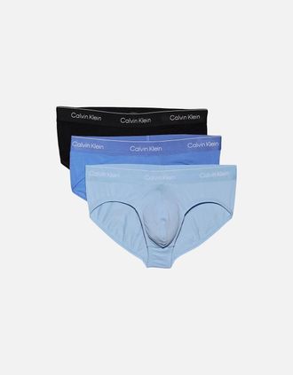 Calvin Klein Mens 3-Pack Icon Cotton Stretch Mens Briefs, Black/Glacier/Bluebell - Size: 42/43/32