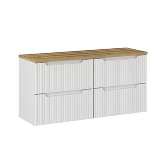 Petits Meubles Mueble bajo lavabo 4 cajones encimera estratificado Blanco marr&oacute;n