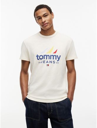 Tommy Hilfiger Mens Tommy Jeans Sailing Logo T-Shirt - Beige - XL