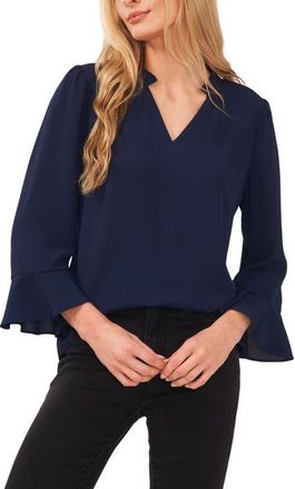 CeCe by Cynthia Steffe Ruffle Cuff Crepe Top in Classic Navy at Nordstrom, Size X-Large