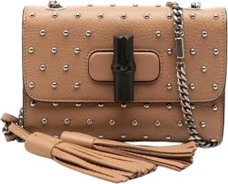 Gucci Pre-owned Vintage Bamboo Twist Lock Crossbody Bag - Dames - Vintage Schoudertas - Bruin - ONE Size - Leer - Vintage
