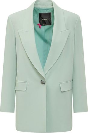 Pinko Green Solid Peak Lapel Blazer