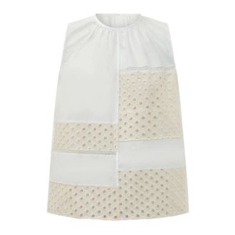 Marni Tunics, female, White, Size: 2XS Broderie Anglaise Sleeveless Blouse