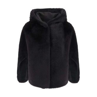 Suprema Jassen, Dames, Zwart, S, Leer, Shearling Jas