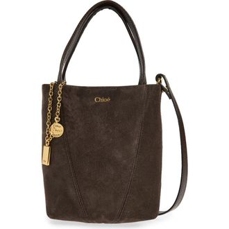 Chlo&eacute; Small Spin Suede Crossbody Tote in Kohl Brown at Nordstrom