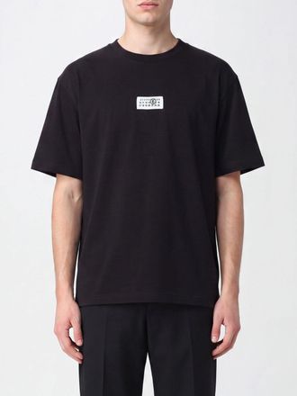 Maison Margiela T-shirt in cotone con logo a contrasto e spalle cadute