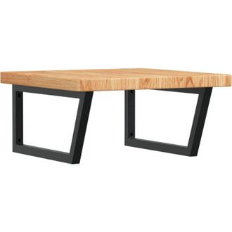 vidaXL Estante De Lavabo De Pared De Acero Y Madera Maciza De Roble Vidaxl