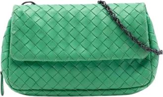 Bottega Veneta Pre-owned Geweven Leren Crossbody Tas - Dames - Vintage Schoudertas - Groen - ONE Size - Leer - Vintage