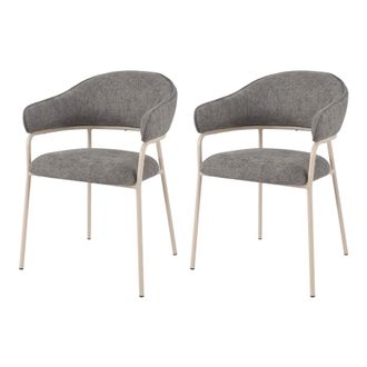Mobili Rebecca Mobili Rebecca - Sillas Rebecca Mobili Cadetia 82,5x57x56,5 Tela De Poli&eacute;ster Acero Gris Blanco Moderno Conjunto 2 Pi