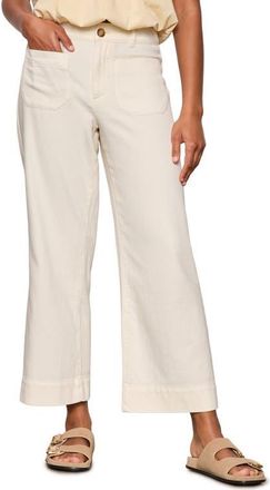 Sanctuary Soft Marine High Waist Wide Leg Crop Cotton Pants in Collagen White at Nordstrom, Size 26