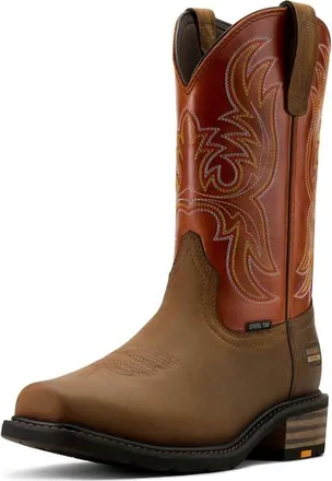Ariat Mens Ironside Square Steel Toe Western Work Boots - Medium In Rye